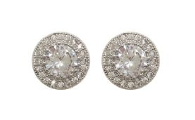 Tipperary Crystal Silver Round Earrings Pave Set Surround